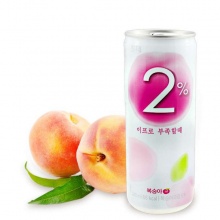 韩国原装进口lotte乐天 2%富足水蜜桃果汁饮料240ml听装 夏季饮料